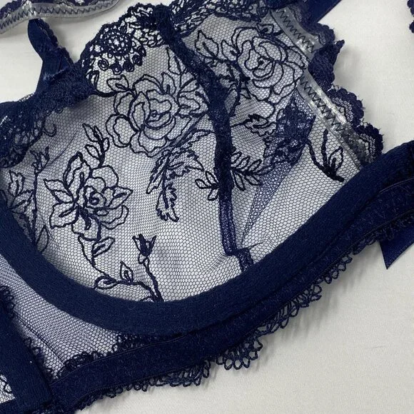 Agent Provocateur Rosa Navy Bra 34C New - Picture 8 of 12